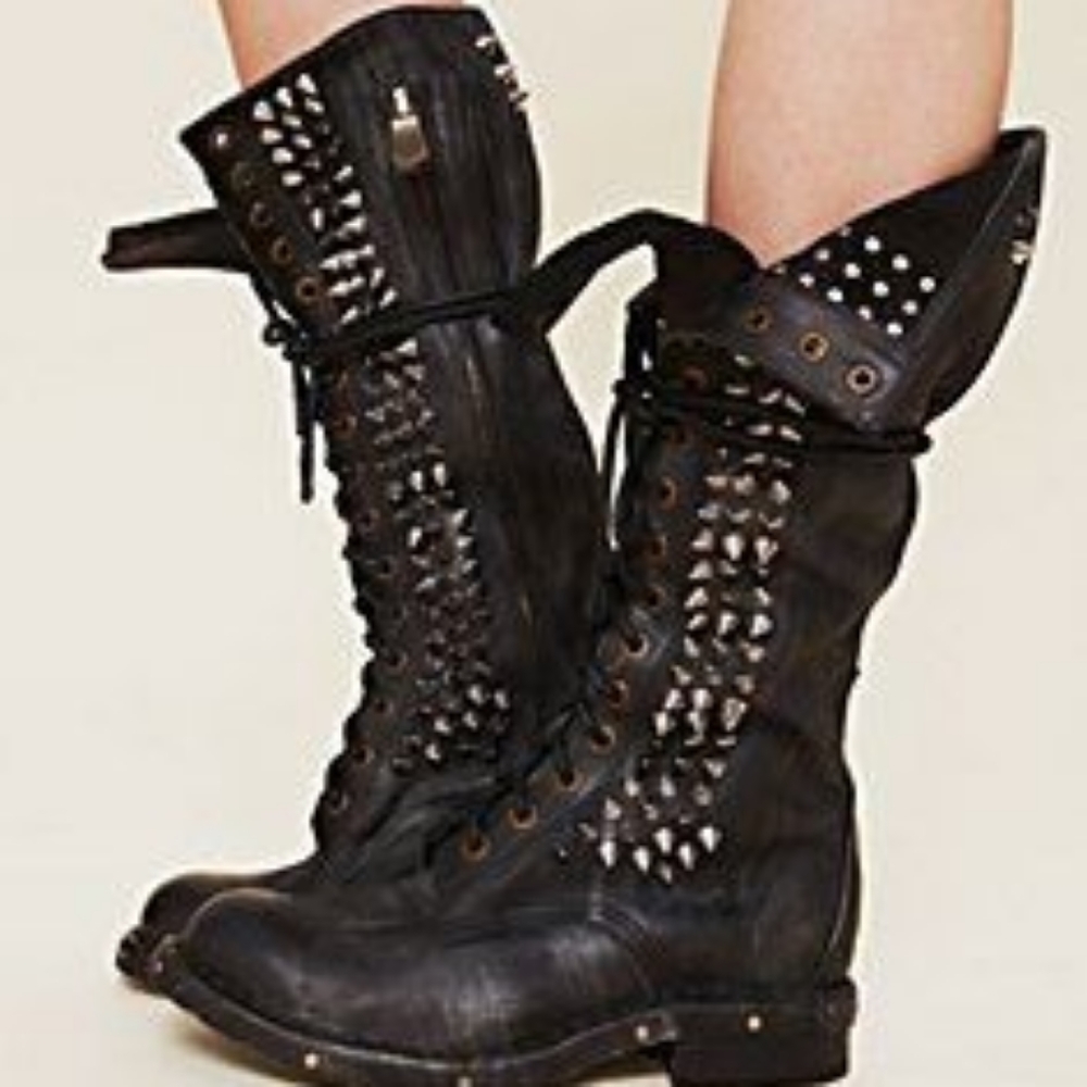 JEFFREY CAMPBELL tall military black leather boots